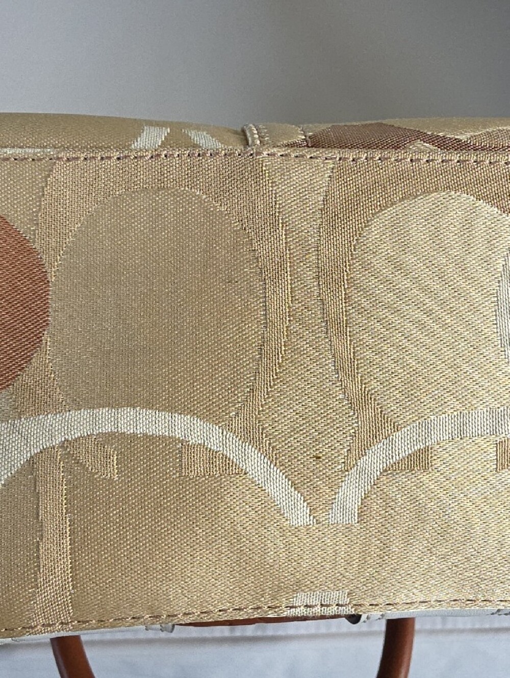 Coach Hampton Optic Tan and White Signature Stripe Satchel - Picture 7 of 16